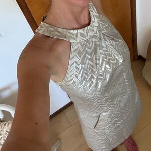 Trina Turk silver space age mod mini Palm Springs sz 4 stewardess